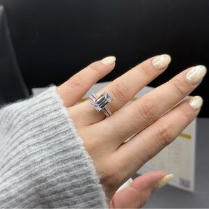 5.5cttw emerald cut real full Moissanite Diamond wedding set vvs1 color D
